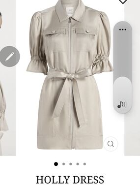 HOLLY Dress — Short Tie-Belt Mini in Light Beige